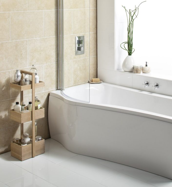 Comforting curves shown with this whirlpool bath